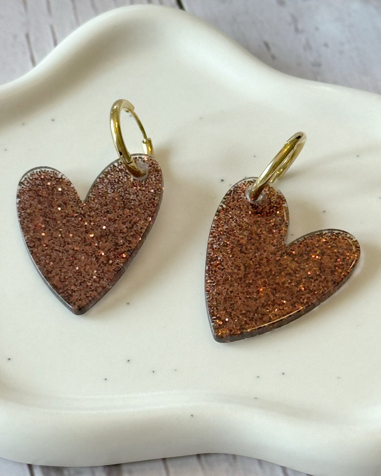 Boucles d’oreilles COEUR marron