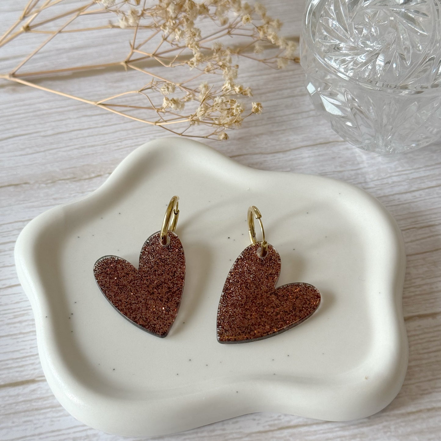 Boucles d’oreilles COEUR marron