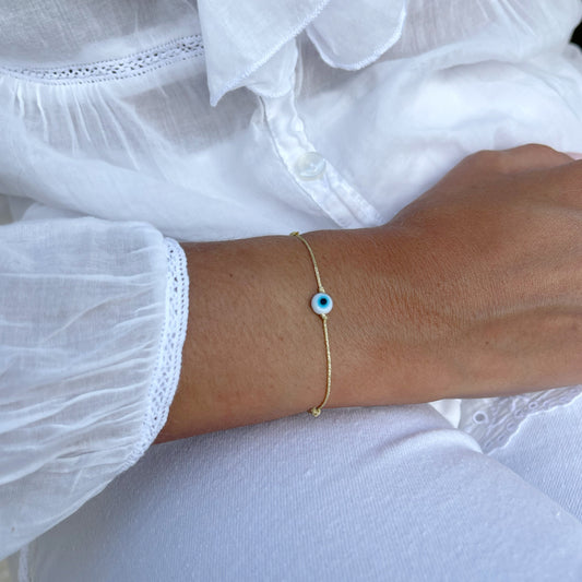 Bracelet Grigri blanc - couleur du fil au choix